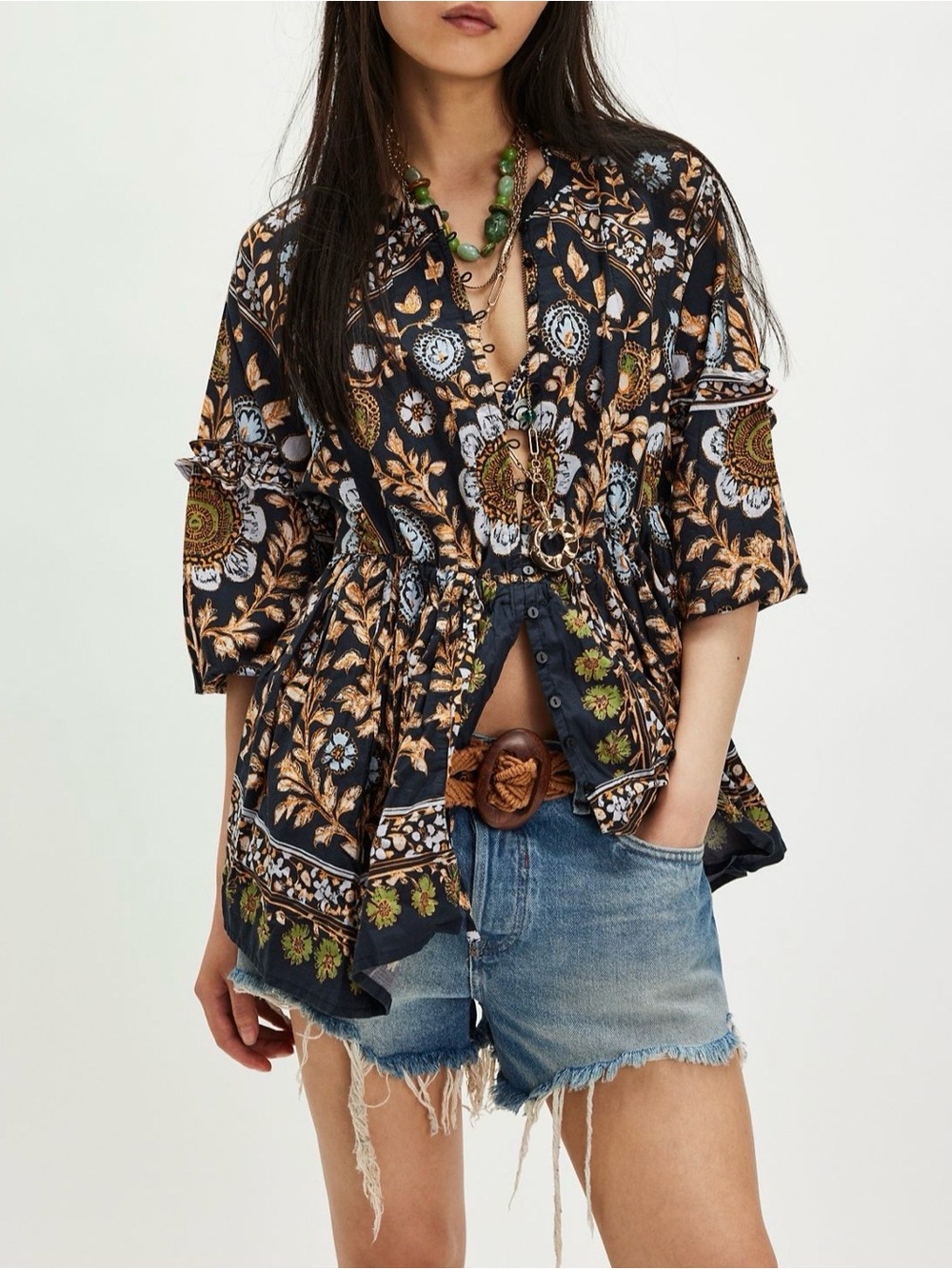 Free People Black Combo Avery Tunic